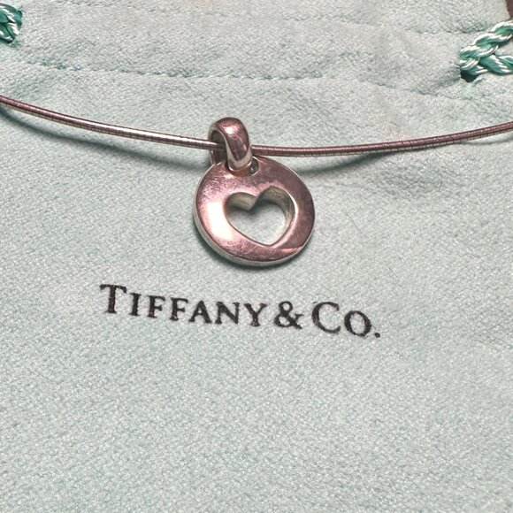 Tiffany & Co Heart Necklace Stencil Cut Out Pendant Necklace - EUC - Picture 2 of 9
